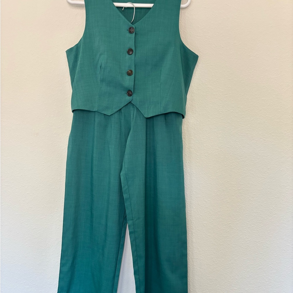 Teal Sleeveless vest and pant set